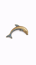 Delfin pin yellow  with blue crystals