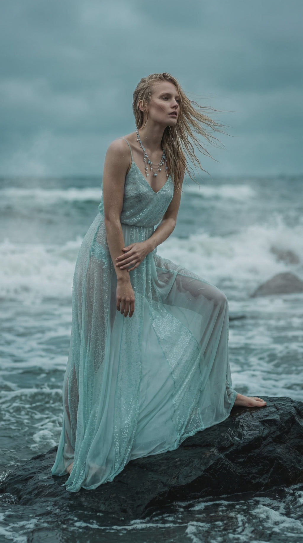 Baltic Siren Necklace — Sky Jade & Pearl