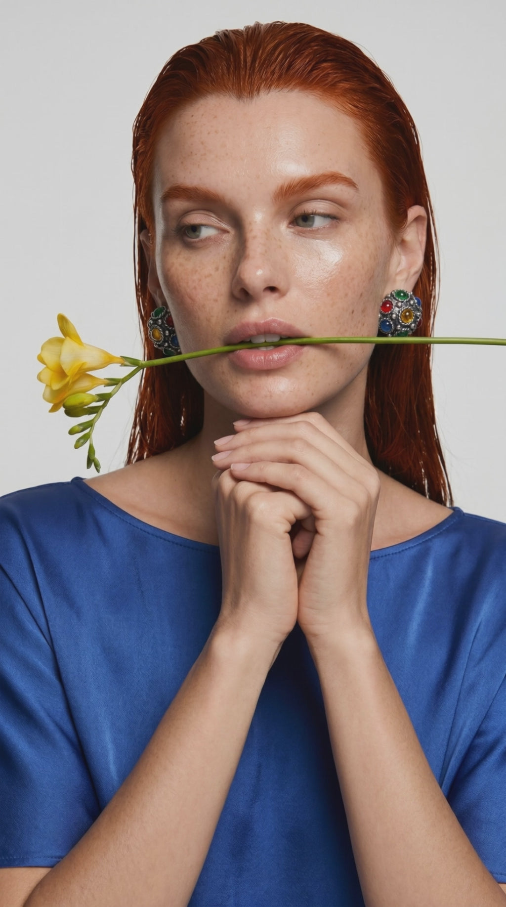 Tutti Frutti Silver Clip-On Earrings