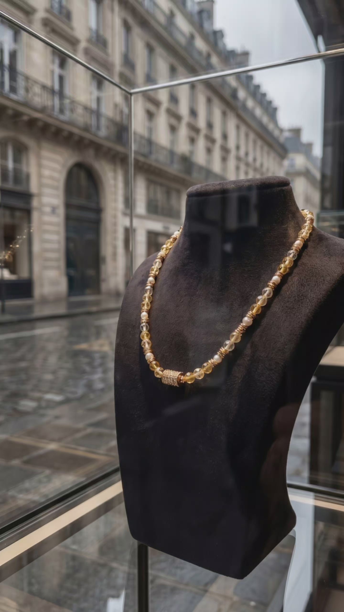 All Money Choker with Citrine, Pearl & Hematite