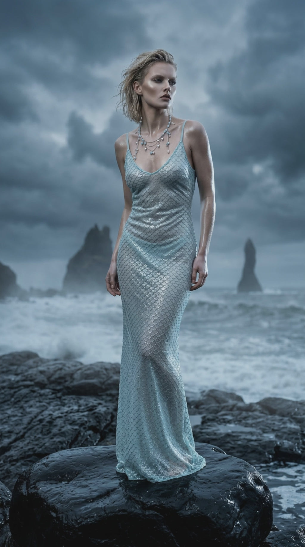 Baltic Siren Necklace — Sky Jade & Pearl