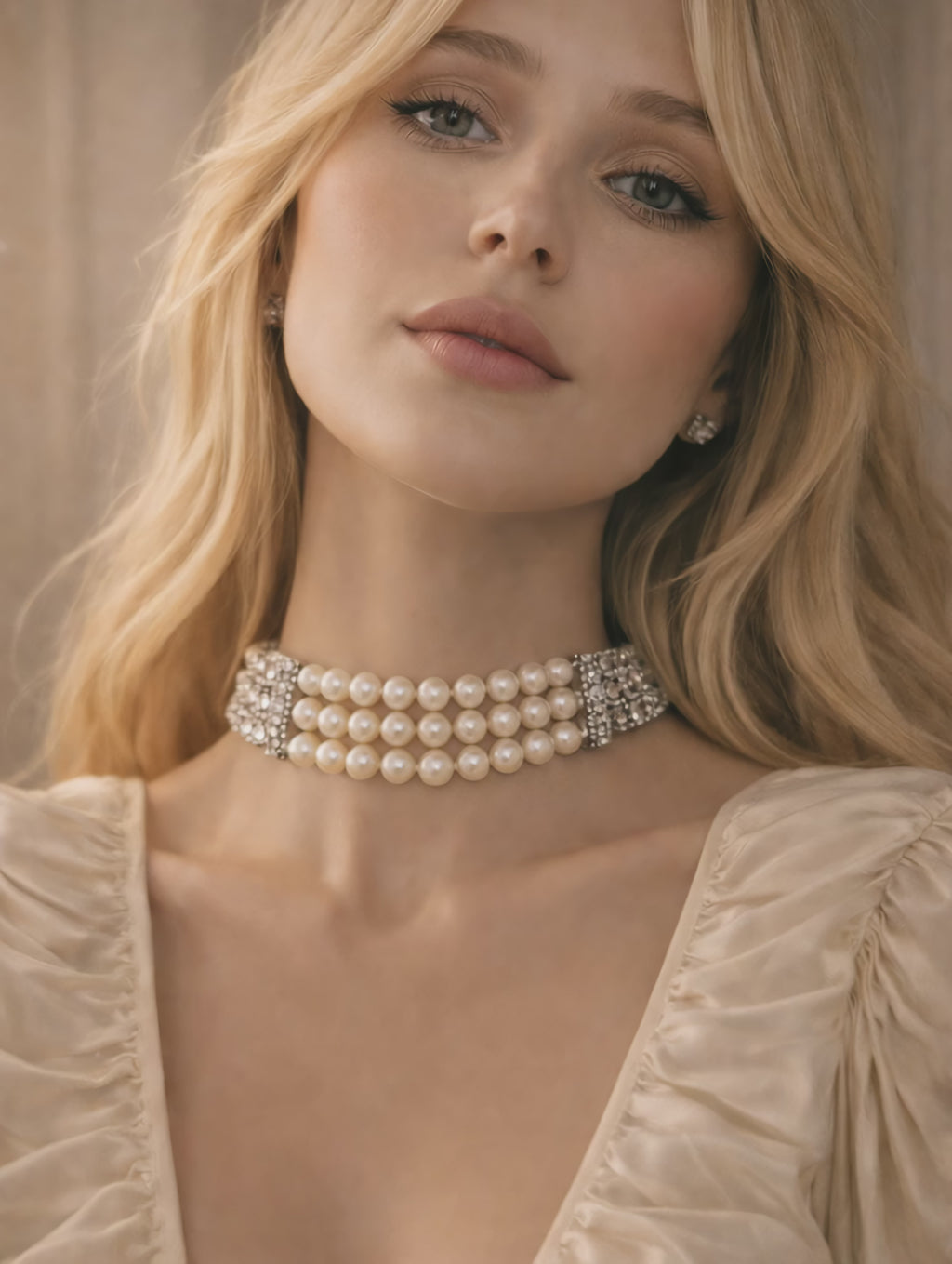 PEARL CHOKER WITH HEMATITE