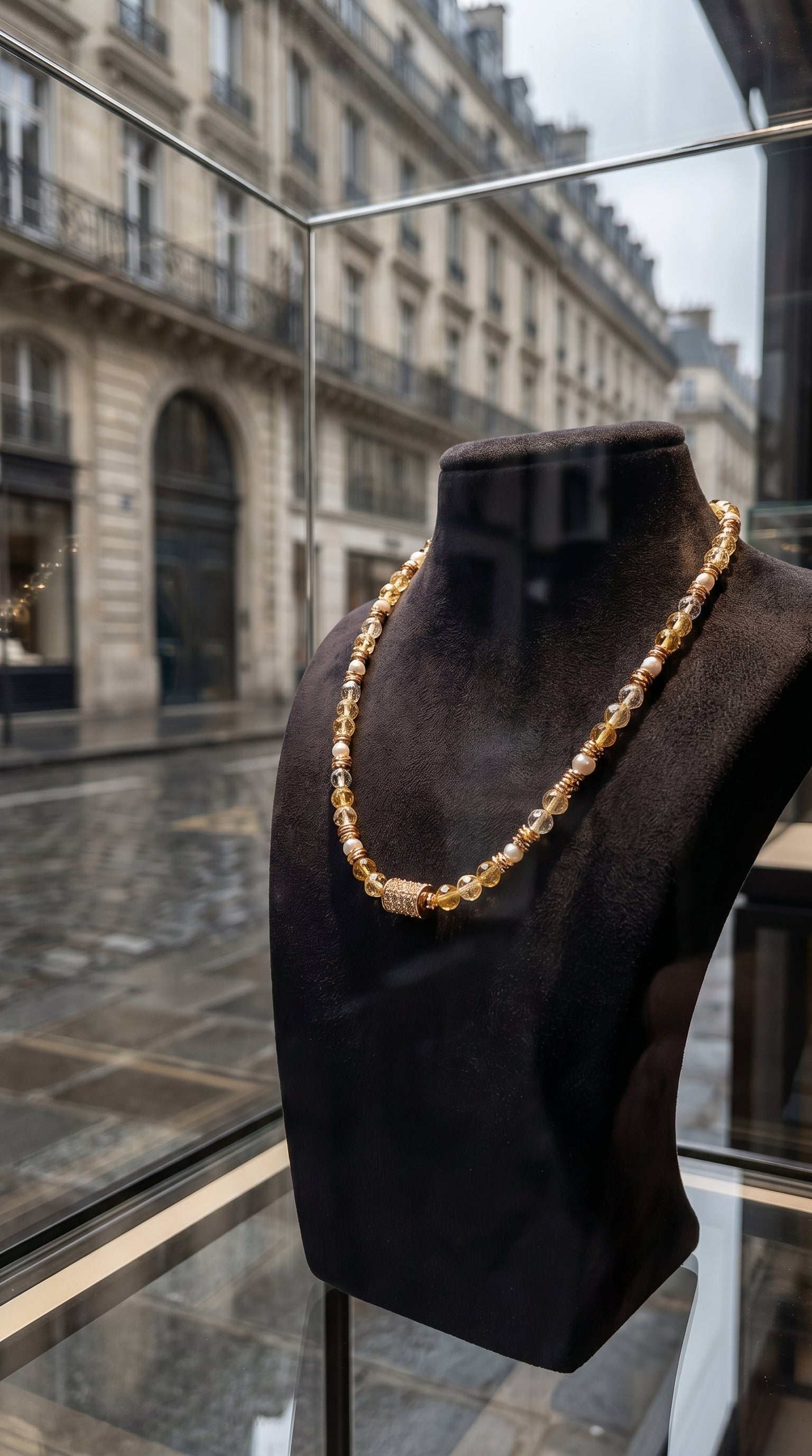 All Money Choker with Citrine, Pearl & Hematite
