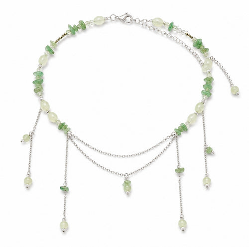 Baltic Mermaid Choker with Green Aventurine & Pearls by VEERA