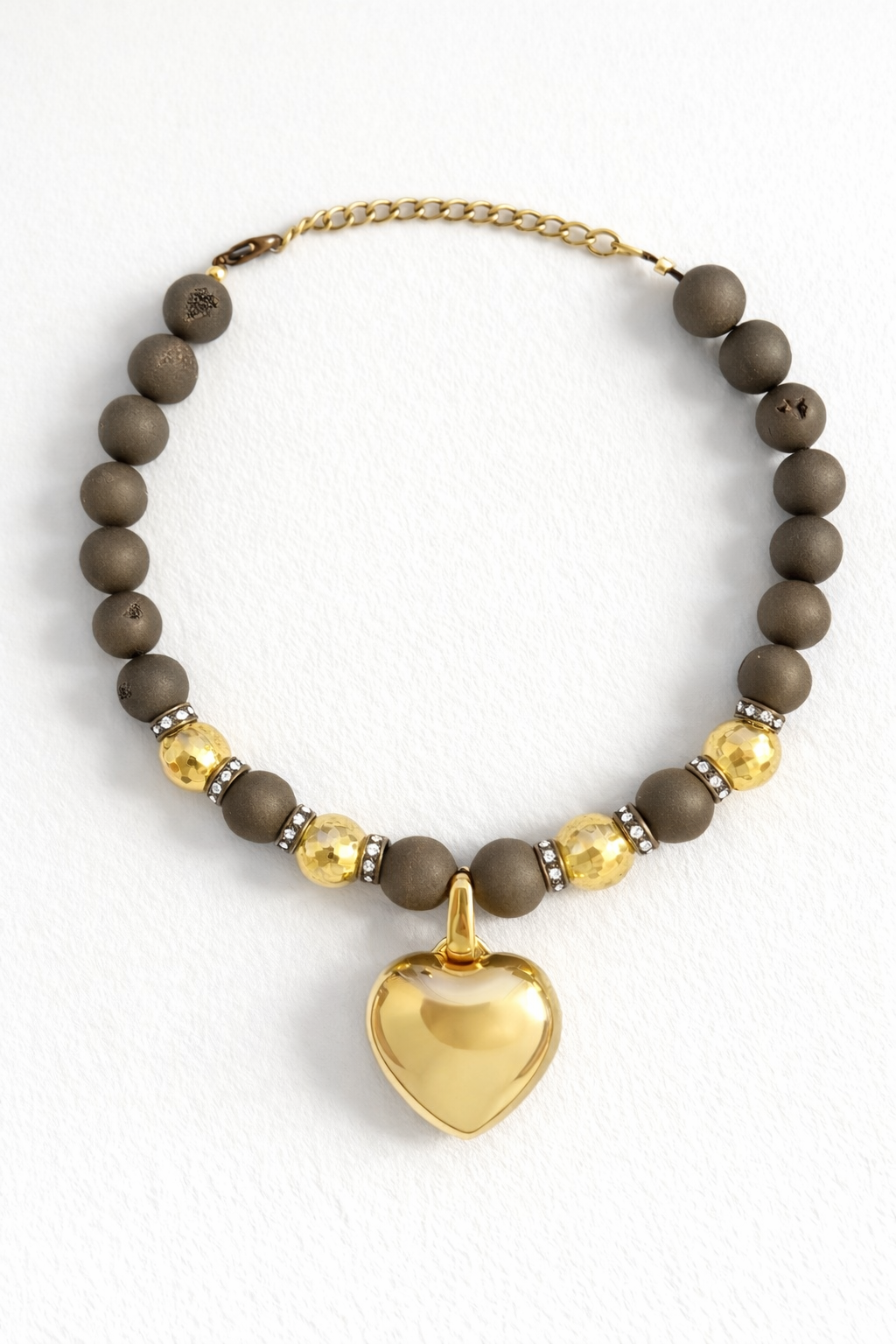 DNA Necklace “Golden Heart” — Agate Amulet (Convertible Pendant)