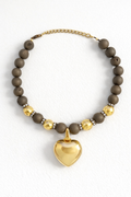 DNA Necklace “Golden Heart” — Agate Amulet (Convertible Pendant)