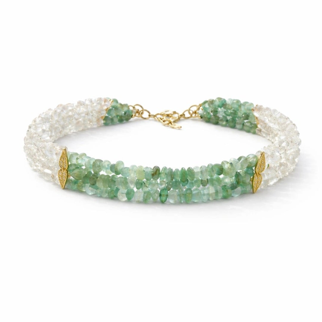 GREEN AVENTURINE &ROCK CRYSTAL CHOKER