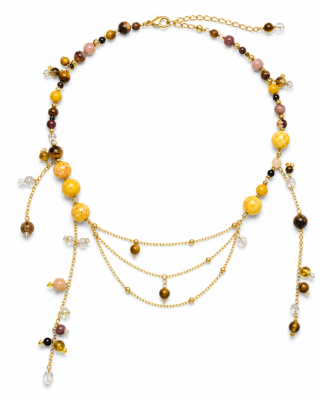 Necklace with Natural Stones: Tiger’s Eye, Jadeite & Jasper