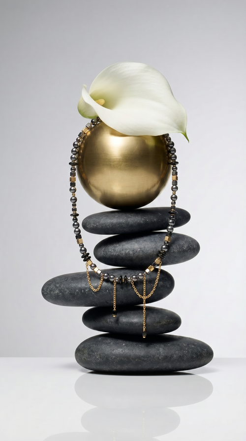 Baltic Graphite Hematite Choker by VEERA — product view 1