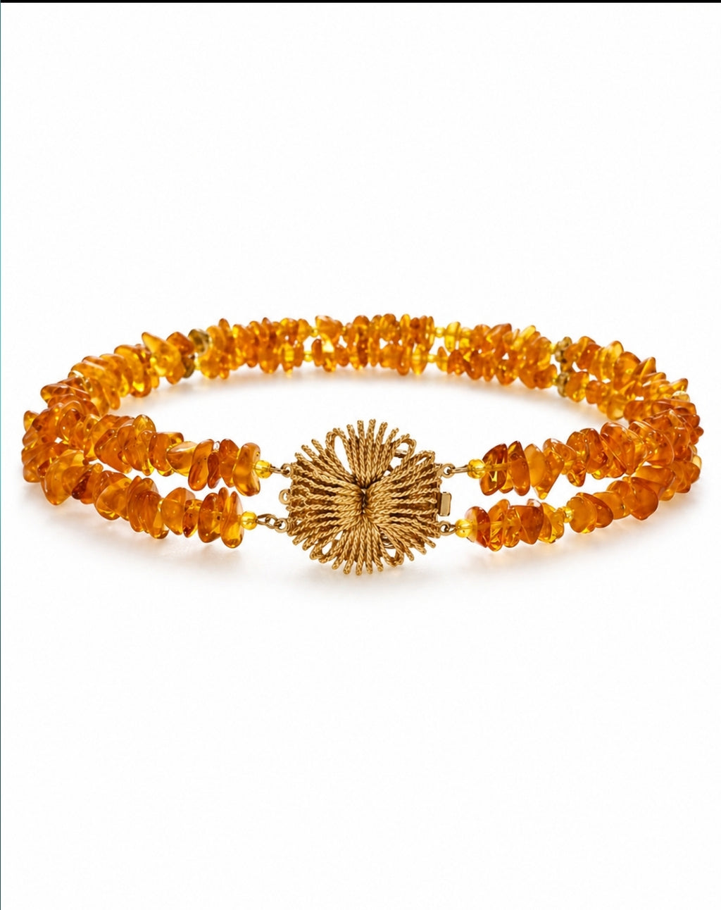 Baltic Amber Choker — 24K Gold planted elements and clasps