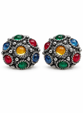 Tutti Frutti Silver Clip-On Earrings