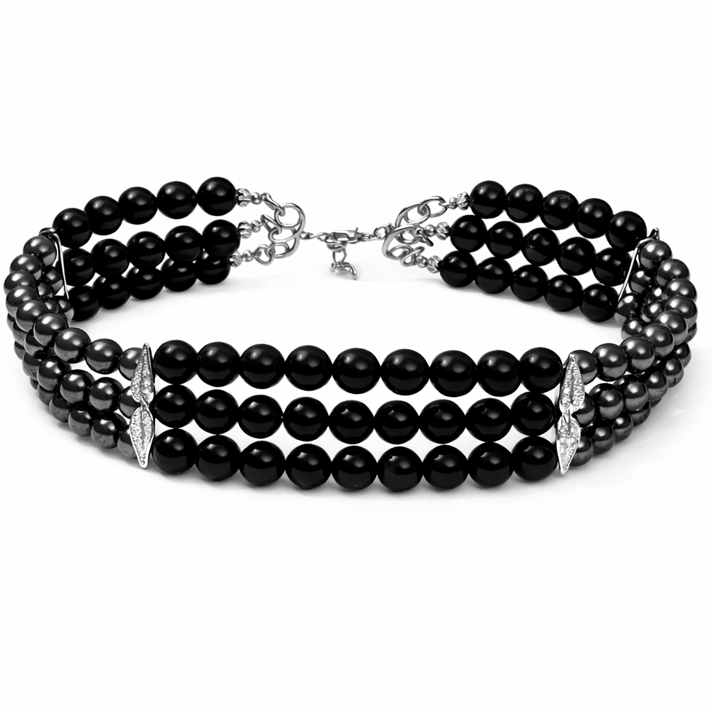 CHOKER "ROCK" HEMATITE &BLACK ONYX