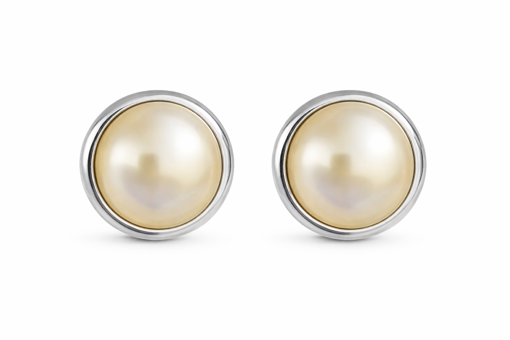 Classic Pearl Clip-On Earrings — Silver Frame (big )