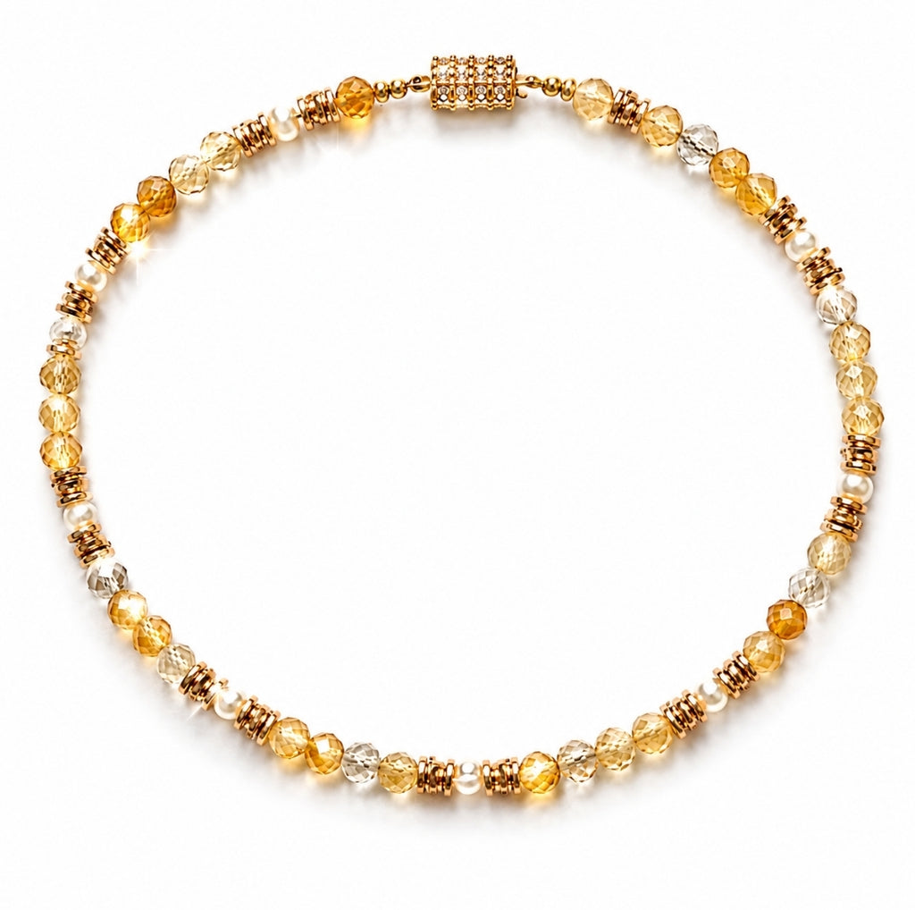 All Money Choker with Citrine, Pearl & Hematite