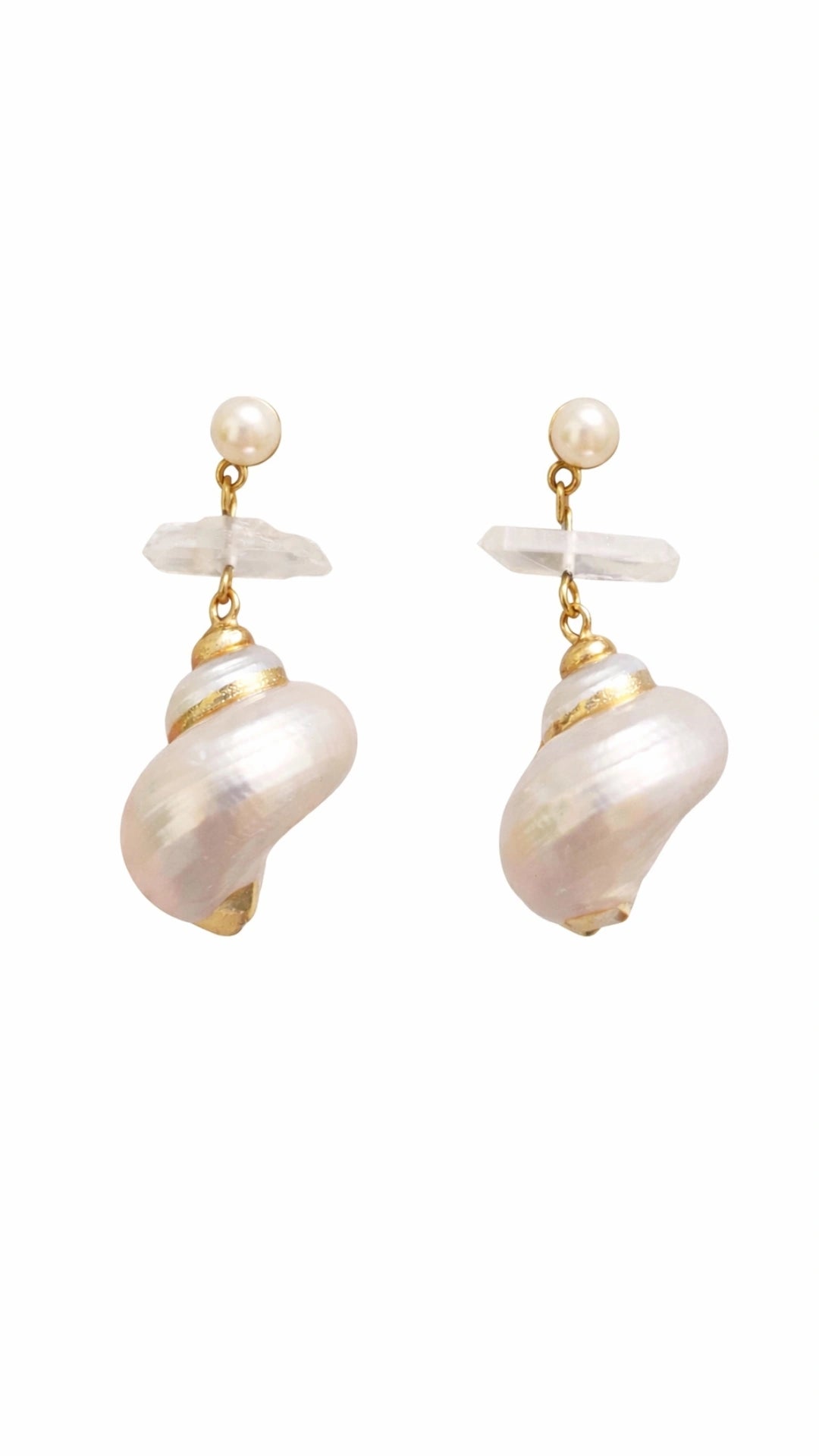 Shell & Crystal Drop Earrings