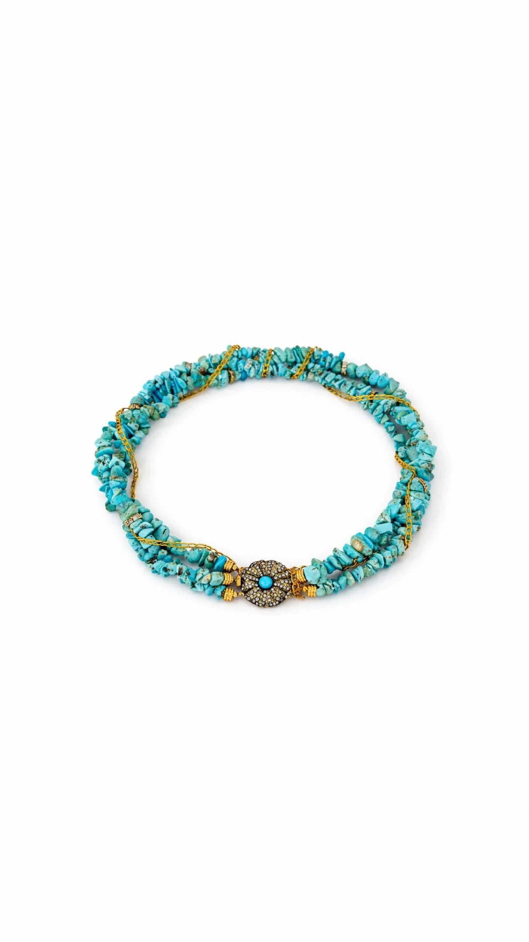 Safari  Necklace-Turquoise Tone Natural Stone