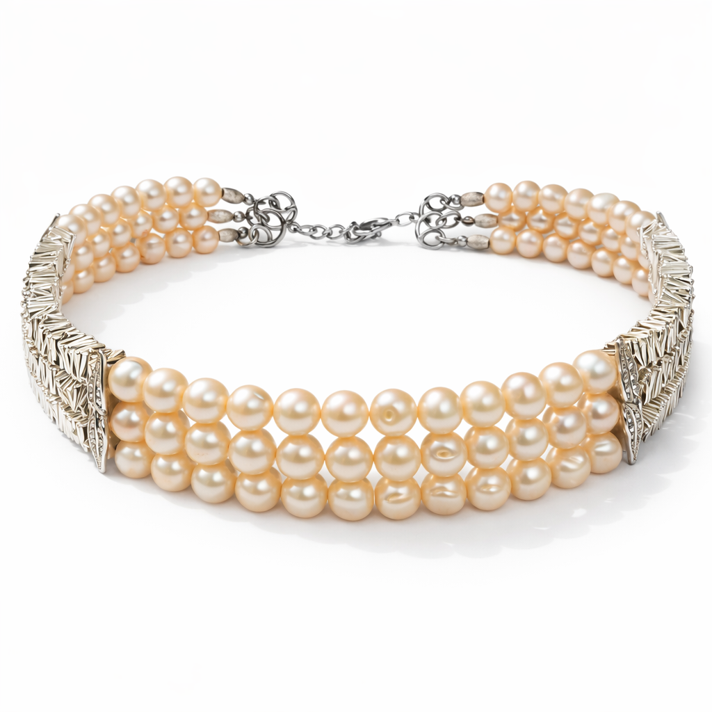 PEARL CHOKER WITH HEMATITE