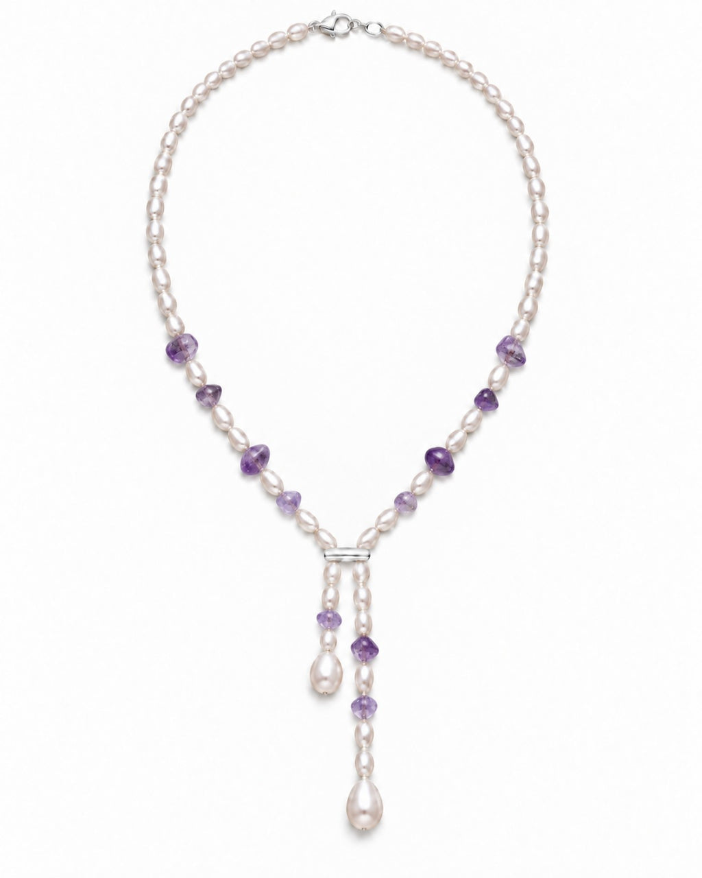 Freshwater pearl Y necklace – amethyst