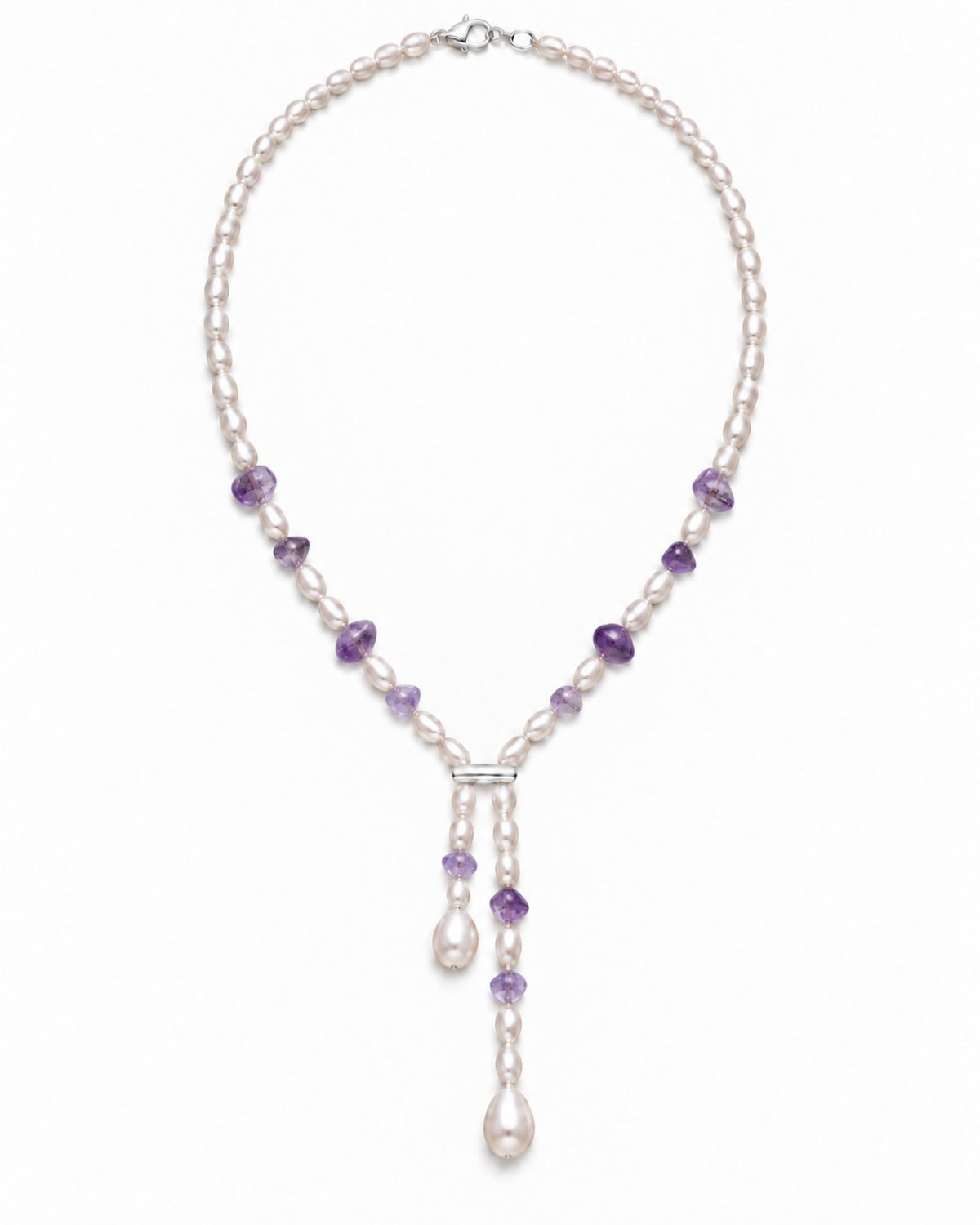 Freshwater pearl Y necklace – amethyst