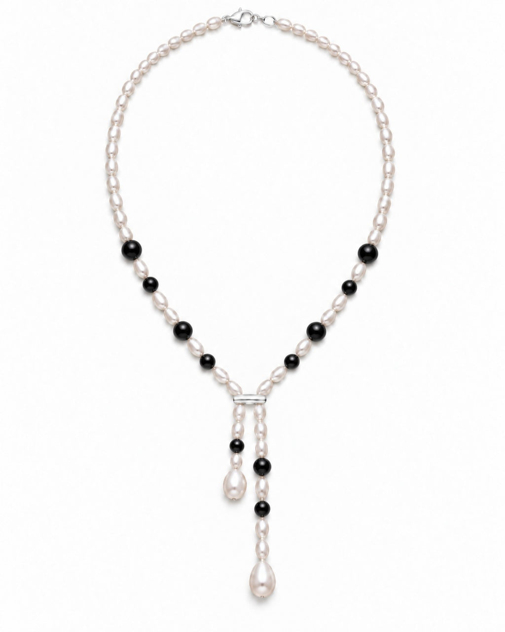 Freshwater pearl Y necklace – onyx