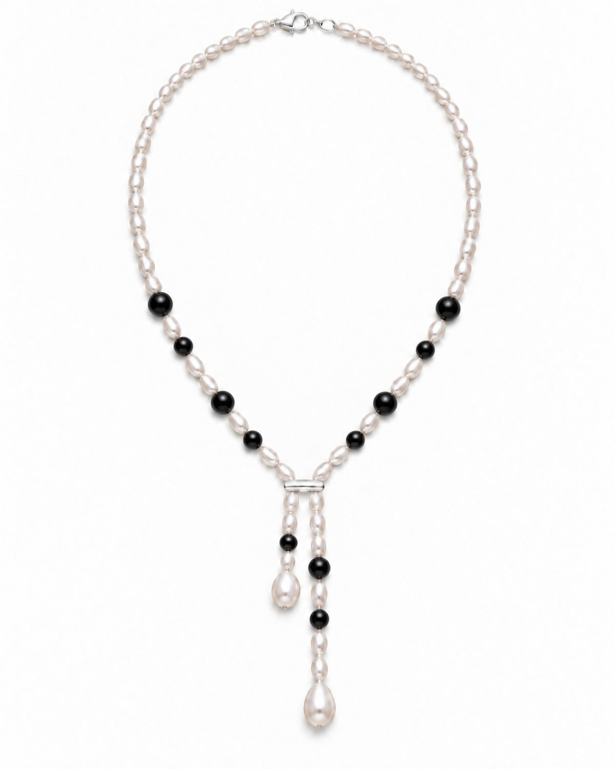 Freshwater pearl Y necklace – onyx